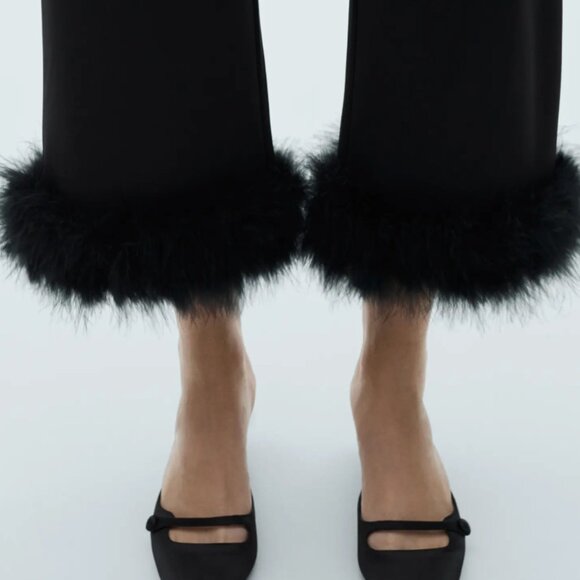 Feather Trim Crop Pants - Picture 1 of 7